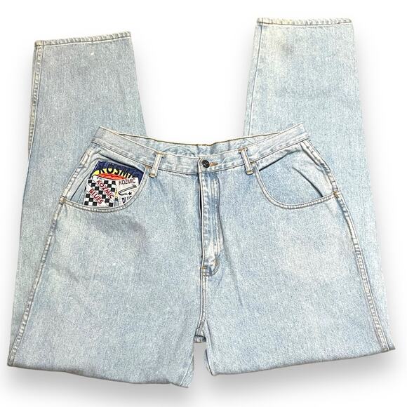 VINTAGE Kozmic Blues‎ Kosmic High Waisted Straight Leg Acid Wash Jeans 36 Long - Picture 3 of 4